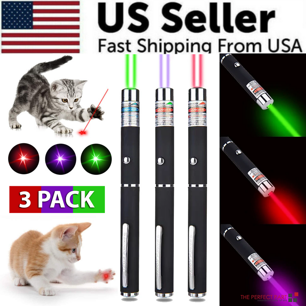 3 Pack Multi Color Laser Pointer Pen Set Green Blue Red