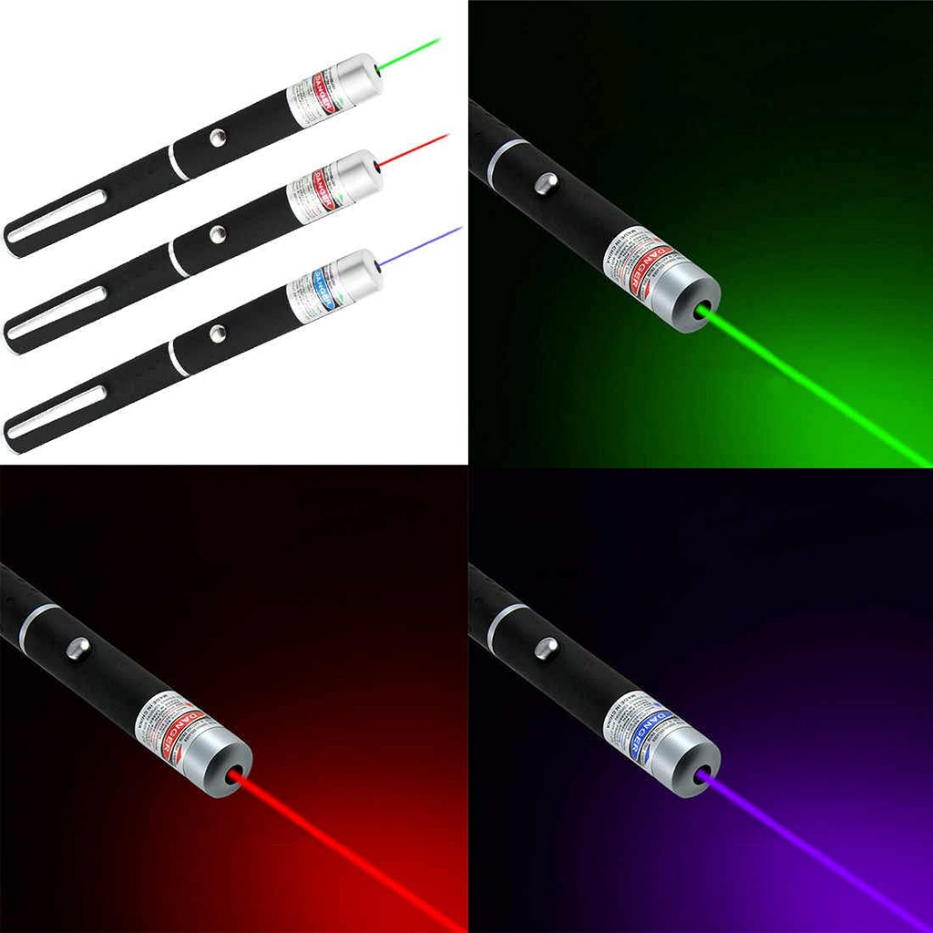3 Pack Multi Color Laser Pointer Pen Set Green Blue Red