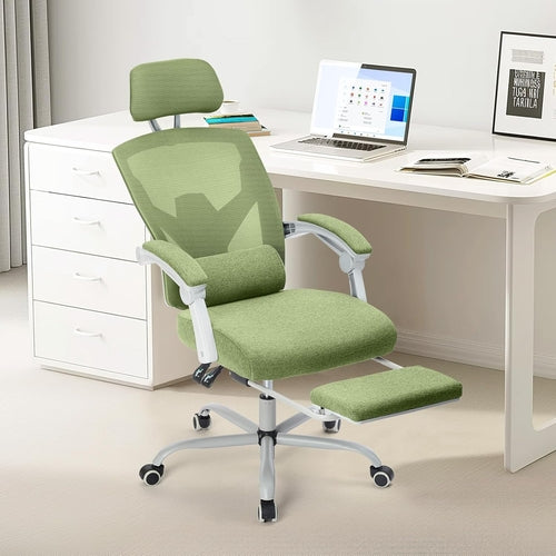 Ergonomic Mesh Office Chair with Adjustable Headrest & Footrest