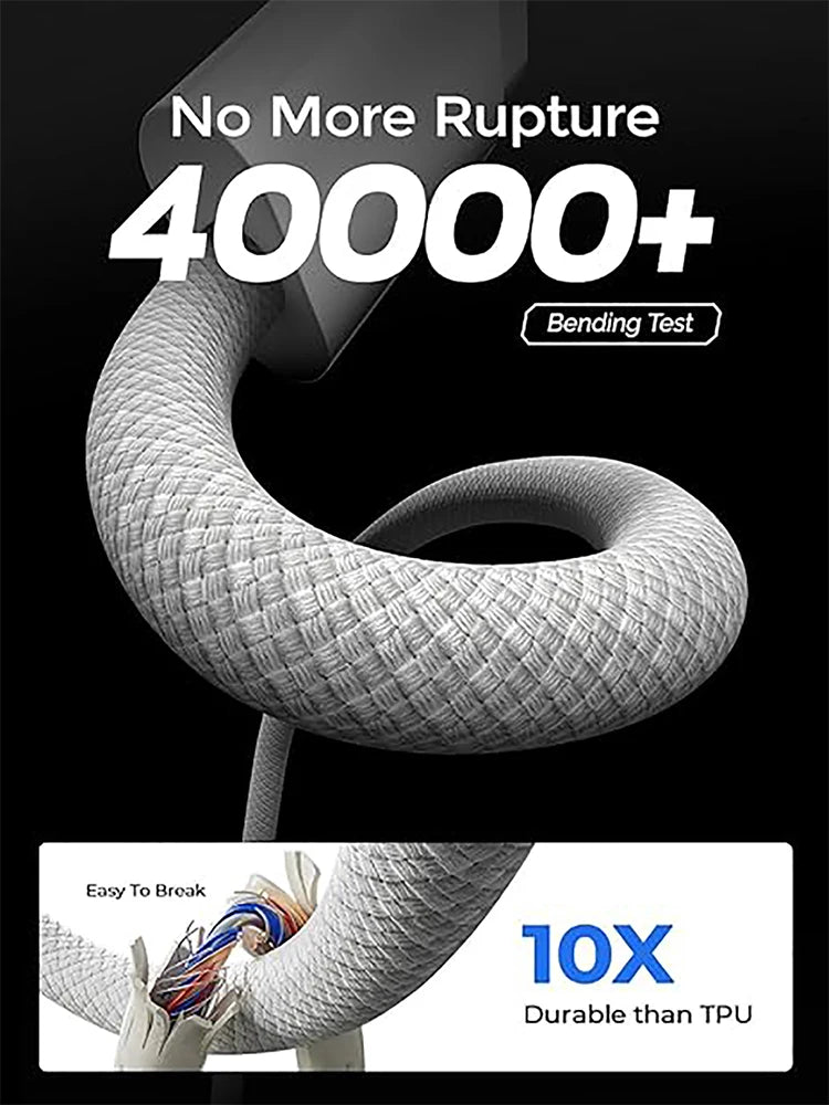 60W USB C Braided Charging Cable for iPhone USB C Models and Type C Devices