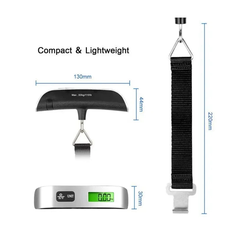 Portable Digital Luggage Scale with LCD Display, 110 lb / 50 kg Capacity