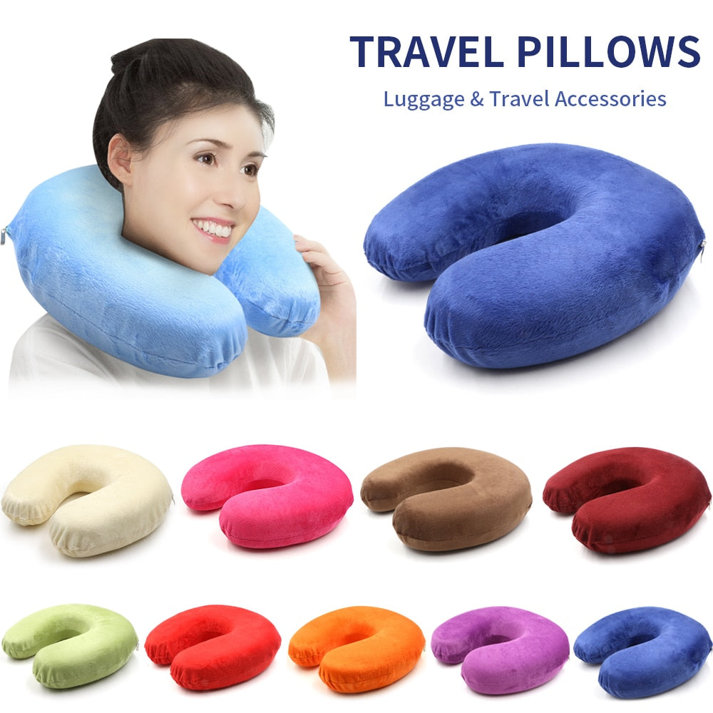 Travel U-Shaped Memory Foam Neck Pillow – Neck & Body Support