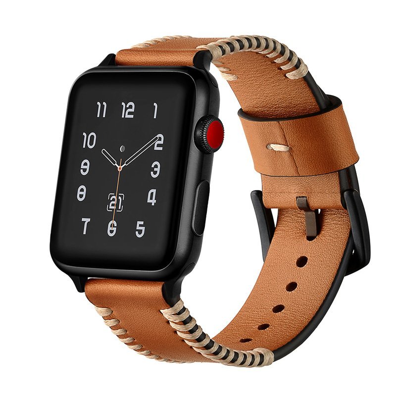 Genuine Leather Apple Watch Band – Hand-Stitched Replacement Strap