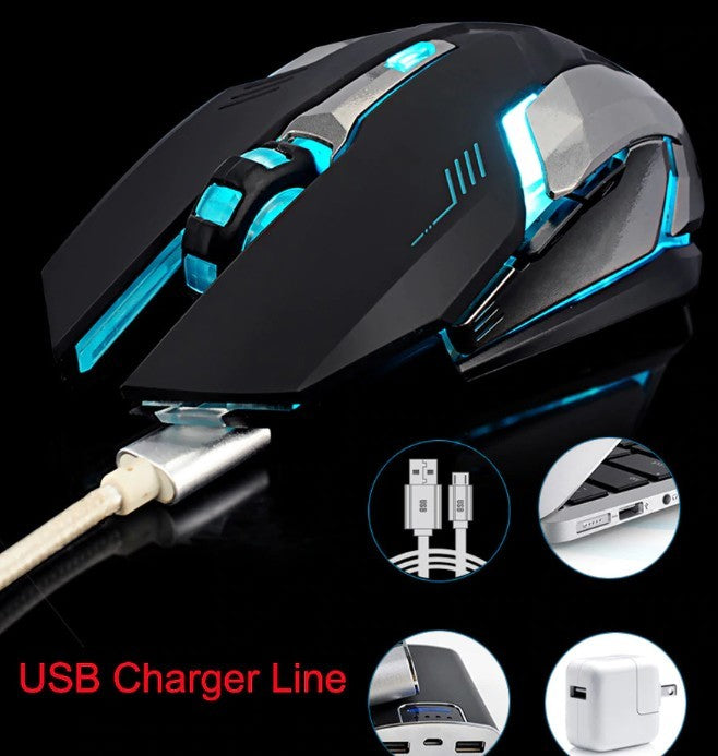 Gaming mouse with USB charging cable 